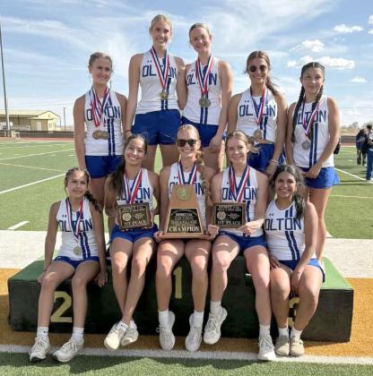 The Olton Fillies varsity track team claimed the District 3-2A Championship last week, with several athletes qualifying for the Area Track meet in multiple event. (Submitted Photo)