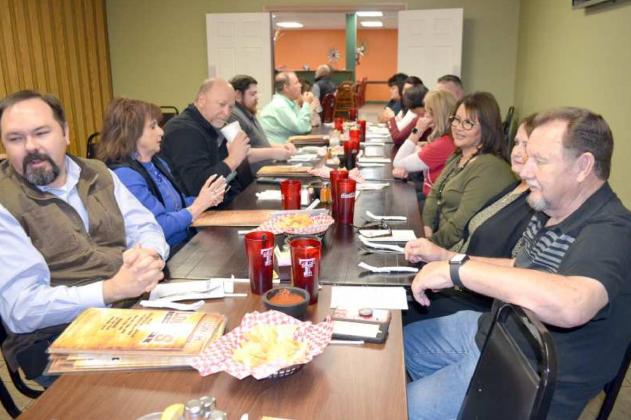 ROTARY CLUB MEMBERS enjoyed lunch last week at Loco’s Restaurant. Plans are made for the Club to meet at the Lamb County Ag and Community Center today, since there was nothing scheduled for today at the Center during last week’s meeting. (Photo by Joella Lovvorn)