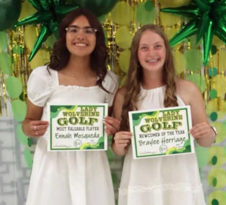 2023-2024 SPRINGLAKE-EARTH GIRL’S GOLFAWARDS - Ennah Mosqueda, MVP; Braylee Herriage, Newcomer of the Year. (Submitted Photo)