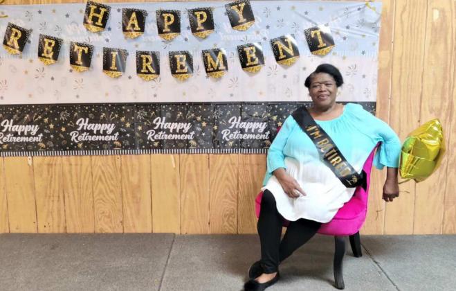 Lamb County Library Director, Candy Seth celebrates her retirement. (Photo by Ann Reagan)