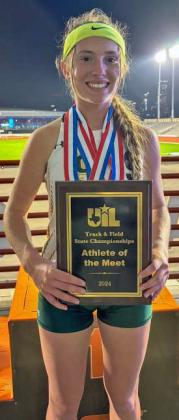 Springlake-Earth senior and future Red Raider, Taytum Goodman, capped off her high school track career on Saturday with two gold medals, a silver medal and earned Athlete of the Meet honors. (Submitted Photo)