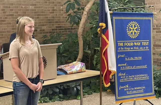 ROCKSTAR and RYLA Camper, Kamryn Meiwes took the stage at the Rotary Club regualr meeting on Thursday, Aug. 17th to provide the club program. She informed the club of her RYLA experience. (Submitted Photos)
