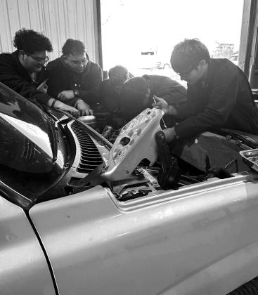 Littlefield High School students in Mr. Rendon’s Auto Tech Class, learning to use the car lift and do a complete overhaul. (Submitted Photos)