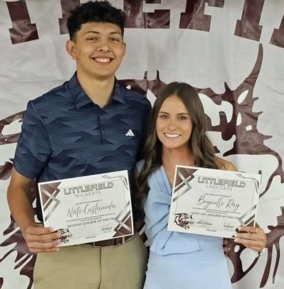 This year’s Wildcat and Lady Cat Athlete of the Year Awards went to Nate Castaneda and Bryndle Ray at the 2026 Littlefield Sports Banquet, held on Monday, May 4th. (Staff Photo by Derek Lopez)