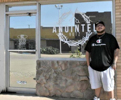 NEW BARBERSHIP OWNER—Alberto Silvas, a long-time resident of Littlefield, is soon opening his barbershop in the 300 Block of Phelps Avenue, where Babe Banner operated his barbershop for many years. He currently is working to update the shop, before he has the Grand Opening (yet to be announced). (Photo by Krista Carpenter)