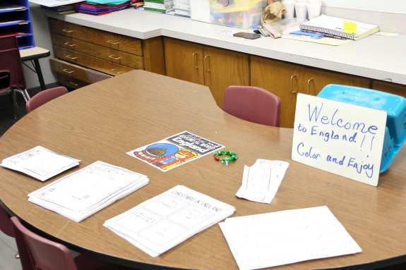 This classroom represented England during the Christmas Around the world family night at Littlefield Primary School on Monday, December 11, 2023. (Photo by Ann Reagan)