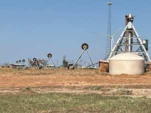 An overturned pivot on U.S. Highway 87 north of Tahoka. PCG Director of Field Services Mark Brown said he saw at least 16 of these pivots overturned from the highway while traveling to Big Spring on June 6. (Photo Courtesy of Plains Cotton Growers)