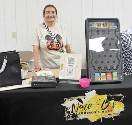 Maria Delgado of Nena D’s Earrings &amp;amp; More offered beautiful fashion items during the Trade Day at the Lamb County Ag Center on Saturday, October 12, 2024. (Photo by Ann Reagan)