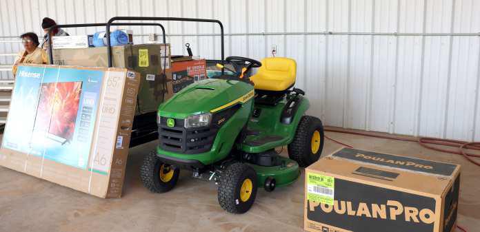Some great items were offered for prizes at the Jamaica Day Celebration hosted by the Sacred Heart Catholic Church of Littlefield, Tx on Sunday, August 25, 2024. Winners list was unavailable. (Photo by Ann Reagan)