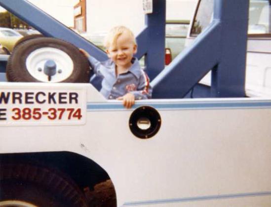 Kevin Wright, 2, in Aug. 1980, sitting in Casey’s Wrecker, 43 years ago. (Submitted Photo)