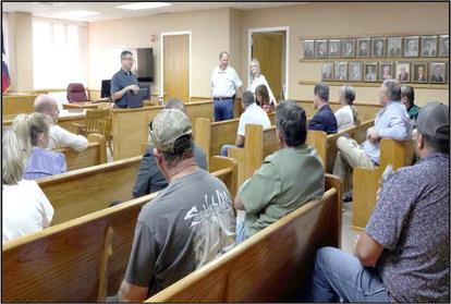 Ken King, Texas State Representative of Texas District 88, covering 19 counties addresses constituents of Lamb County at the Lamb County Courthouse on Wednesday, September 11, 2024. (Photo by Ann Reagan)