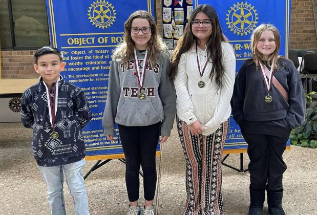 These Littlefield fifth grade students were recognized this week at Rotary Club for being the most improved in Math. (Shown): Harlow Patridge, Avary Carrasco, Melissa Lewis and Zavian Garza. (Submitted Photo)