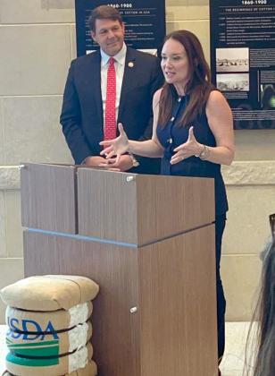 U.S. Department of Agriculture Secretary Brooke Rollins joined commodity groups and industry in Lubbock at the USDA Cotton Classification Complex to discuss pertinent issues in agriculture. (Photo courtesy Plains Cotton Growers)