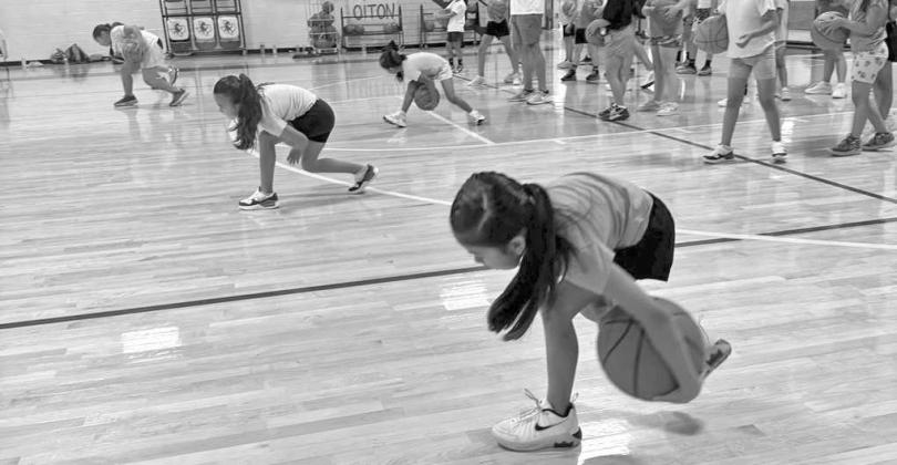 Campers work on ball handling, during the first day of the Fillie Youth Basketball Camp, on Monday, June 1. (Submitted Photo)