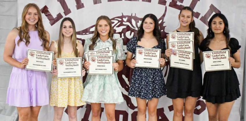 Taryn Golden, TGCAAcademic All-State; Kamryn Jimenez, TGCAAcademic All-State; Kennadi Hanlin, Team MVP, TGCAAcademic All-State, Honorable Mention All-District; Madison Brown, Fighting Heart Award; Julie Bownds, Fighting Heart Award, TGCAAcademic All-State, Honorable Mention All-District; Amiah Elizondo, TGCA Academic All-State. (Staff Photo by Derek Lopez)