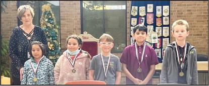 ROTARY WRITERS - Fourth Graders, Adam Martin (Jenkins), Ashton Bautista (Jimenez), Dallas Davis (Mitchell), Gicelle Fernandez (Reyna), Sofia Loredo (Villanueva). The awards were awarded during the Thursday, Dec. 8th Rotary Meeting at the Lamb Healthcare CenterAtrium. (Submitted Photo)