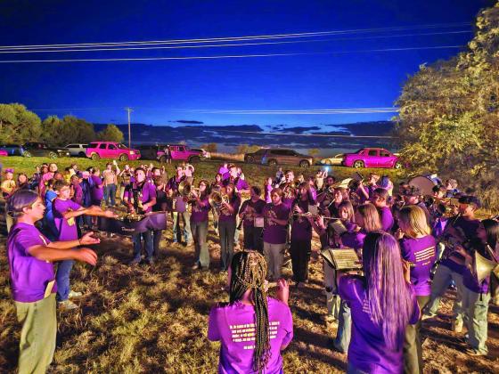 The Littlefield Marchin’ Cats Band performed at the Homecoming Bonfire to fire up the football team before their Homecoming game on Friday with Coahoma. (Staff Photo by Derek Lopez)