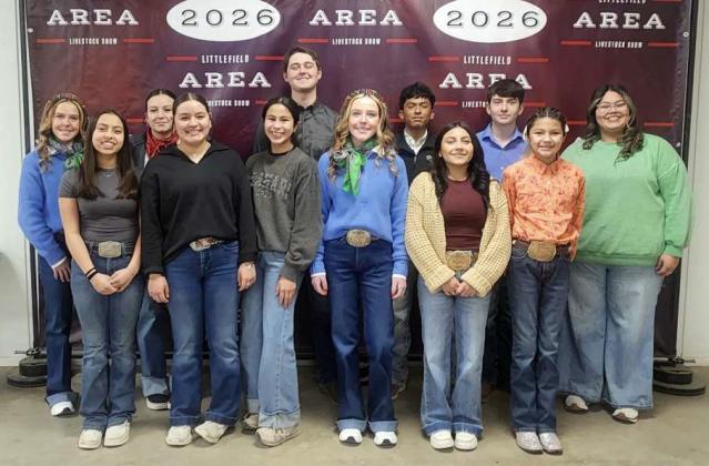 Springlake-Earth FFA pose for a photo at the Littlefield Area Stock Show Auction on January 17, 2026. (Photo by Madison Vidales)