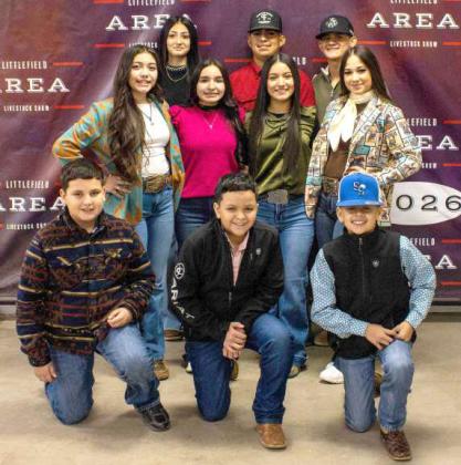 Amherst FFA pose for a photo at the Littlefield Area Stock Show Auction on January 17, 2026. (Photo by Madison Vidales)