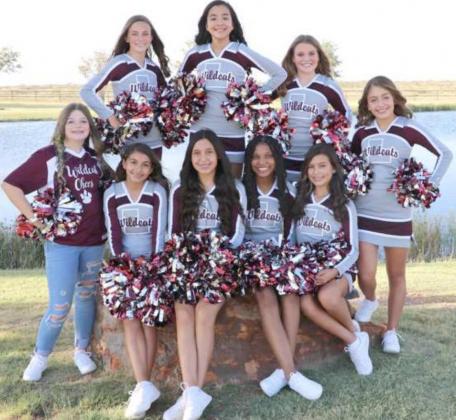 2020-2021 Junior High Cheerleaders &amp;amp; Mascot – (Front Row): Brianna Martinez, Cassidy Pinon (captain), Tie’Ajae Chambers and Cali Saldana. (Back Row): Ally Dalton (mascot), Bryndle Ray, Iris Hernandez, Makinzi Tyler and Hannah Lopez. (Submitted Photo)