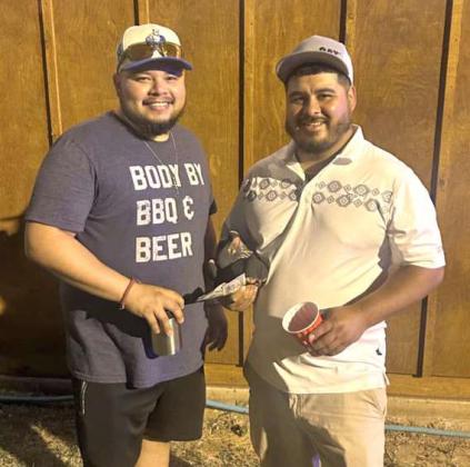 Team Chupame, Miguel Hernandez and Arturo Favela were the thirdplace winners of the Saturday night Cornhole Tournament at the 45th Annual Olton Sandhills Celebration. (Submitted Photo)