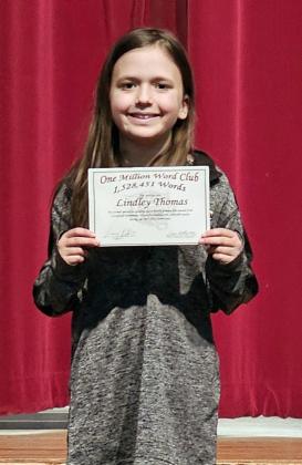 THIRD GRADE MILLION WORD CLUB – Lindley Thomas