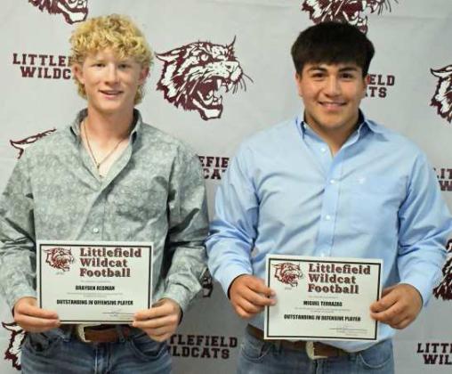 JV Football Awards - Outstanding JV Offensive Player, Brayden Redman and Outstandng JV Defensive Player, Miguel Terrazas