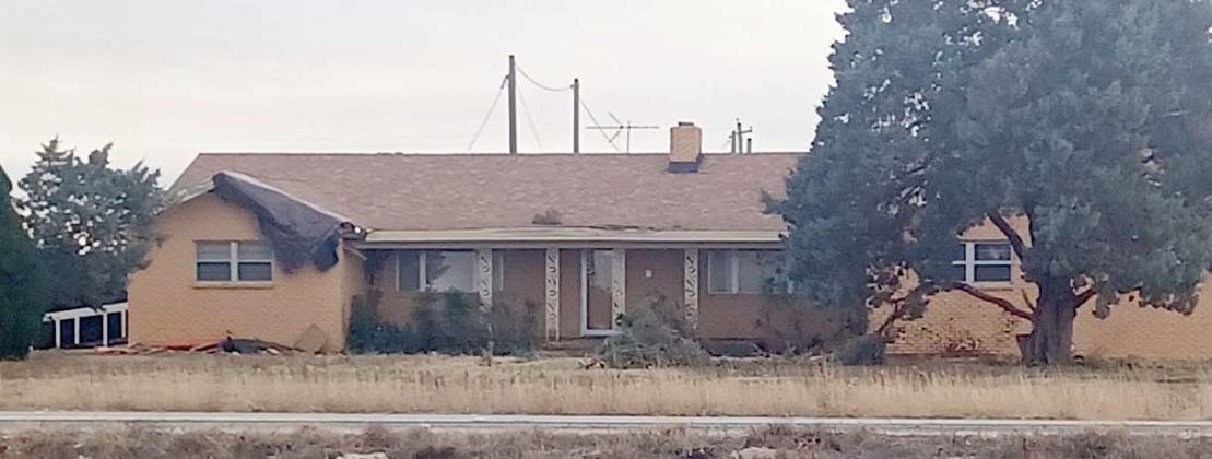 Shown is the house that was hit by a Truck Tractor Semi-Trailer off of US 84 just outside the east city limits of Littlefield on Tuesday morning. (Staff Photo by Grata Reber )