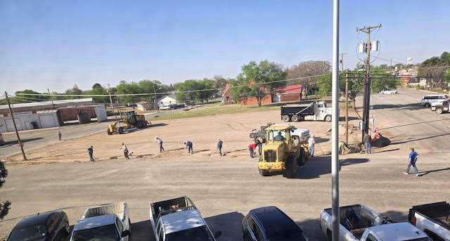 All Lamb County Road &amp;amp; Bridge Precincts hands, along with each commissioner working together to clear off the property the county purchased to add additional parking for the Courthouse. (Submitted Photo)