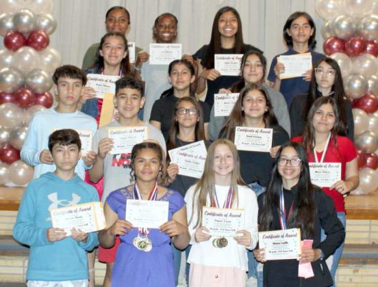 SEVENTH A/B HONOR ROLL – Alex Almanza, Amaya McCanick, Piper Carr, Adriana Caudillo, Samuel Saenz, Caleb Villareal, Bailee Griffin, Abigail Rodriguez, Mari Olguin, Jasmine Almance, Aryan MacDonald, Natalia Ramirez, Halo Perez, Nia Cleveland, Amoni Jefferson, Azilee Ornelas, Marcus Cortez. (Submitted Photo)