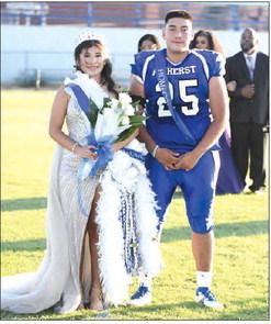 The 2026 Amherst Homecoming Queen and King were announced after Friday’s game against Silverton. Nathalie Medrano was named Homecoming Queen, while Guillermo Pacheco was named the Homecoming King. (Staff Photo by Derek Lopez)
