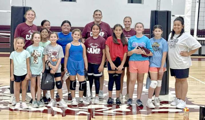 The 2025 Littlefield Youth Volleyball Camp wrapped up Tuesday. Shown is the morning session, which featured incoming third through sixth graders. During the Camp Coach Ashley Cunningham and her staff, Coach Ally Oyanguren, Coach Suzanne Perry and Coach Stephanie Fletcher helped this group of girls develop some of the fundamental skills needed to compete in volleyball. (Submitted Photo)