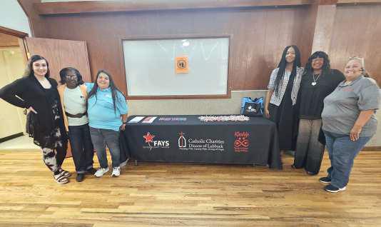 Catholic Charities and South Plains Community Action hosted an Indoor Picnic for Parents at Our Place on Friday, April 26th. April is Child Abuse Awareness Month. (Shown L-R): Kalye Cavazos, Rosie Jefferson, Miranda Mirelez, Sondra Okoruwa, Pauletta Chambers and Carol Frausto. (Staff Photo by Derek Lopez)