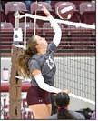 Littlefield’s Maggie McNeese goes up to deliver a kill, during the first set of the Lady’Cat’s season- opening win over Dimmitt at Wildcat Gym. (Staff Photo by Derek Lopez)