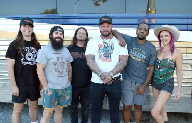 The Backroad Baptism Tour crew Hayden Helms, Ty Soileau, Robby Brown, Struggle Jennings, Kareem Thompson, and Andrea Whit. Not available for photograph was Tim Valley, Grace Ann, and Burni. (Photo by Ann Reagan)