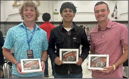 Littlefield seniors, Jakob Kirkland, Caden Reyes and Chip Green represented the Wildcats in the ASCO All-Star Football game that took place in Lubbock on Saturday. (Submitted Photo)