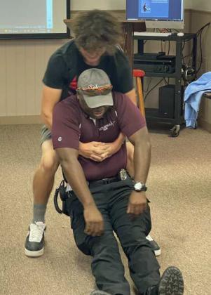 EMT TRAINING CLASS - The EMT Training class of Littlefield High School visited the EMS Station in Littlefield as part of their class. The students learned different ways to handle and injured perrson, among other things. (Submitted Photos)