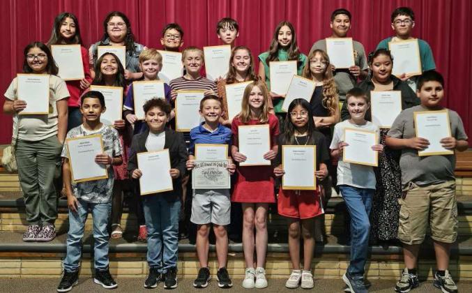 Fifth Grade Outstanding Students – Henry Brantley, Julian Chavez, Natalia Salas, Jayce Cristan, Lillyana Marquez, Eastyn Velasquez, Dalia Vasquez, Logan Russell, Crystal Gutierrez, Johnnie Williams, Imri Jobe, Jonathan Kidd, Athena Torres, Kamden Gotcher, Cydney Jennings, Graceson Golden, Isabela Saenz, Taos Duncan, Aubreyella Payan, and Edwardo Nunez.