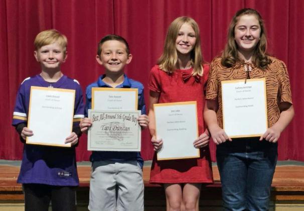 Fifth Grade Court of Honor – Taos Duncan, Cydney Jennings, Imri Jobe, and Logan Russell.