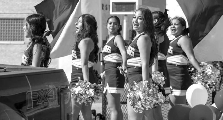 The Amherst cheer squad participates in the annual Amherst celebration parade on July 25, 2026. (Photo by Madison Vidales)