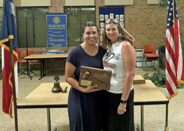The Rotary Club of Littlefield honored Past Club President Lori Zinn for her year of service as President. Zinn will serve as club secretary. (Submitted Photo)