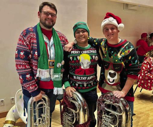 On December 7th, 80 Tuba and Euphonium players from the Littlefield High School Band gathered at Texas Tech to perform TubaChristmas carols. Albert Velasquez, Jayton Parchman, and Mr. Barry performed alongside the Texas Tech Tuba and Euphonium Studio and other area schools. TubaChristmas is a great way for tuba players to build relationships within the world wide tuba community with over 200 TubaChristmases scheduled this year. And it’s a chance to play the melody. (Submitted Photo)