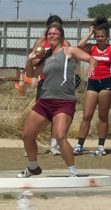AREA QUALIFIER - Littlefield senior, Ashtyn Parker, threw a distance of 34-1.75 at the District Track Meet on Monday, qualifying her for the Area Meet next week in Denver City. (Submitted Photo)