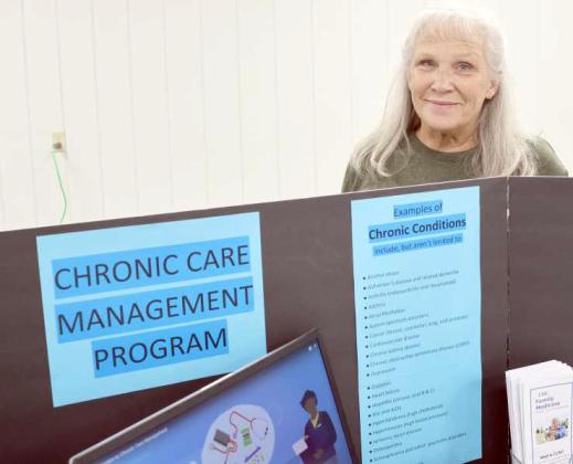 Julie Moore mans the Chronic Care Management booth at the Health Fair held at the Lamb County Ag Center in Littlefield, Tx on Saturday, August 24, 2024. (Photo by Ann Reagan)