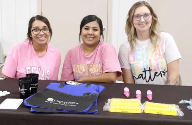 The Central Plains Center was ably represented by these volunteers during the Health Fair held at the Lamb County Ag Center in Littlefield on Saturday August 24, 2024. (Photo by Ann Reagan)