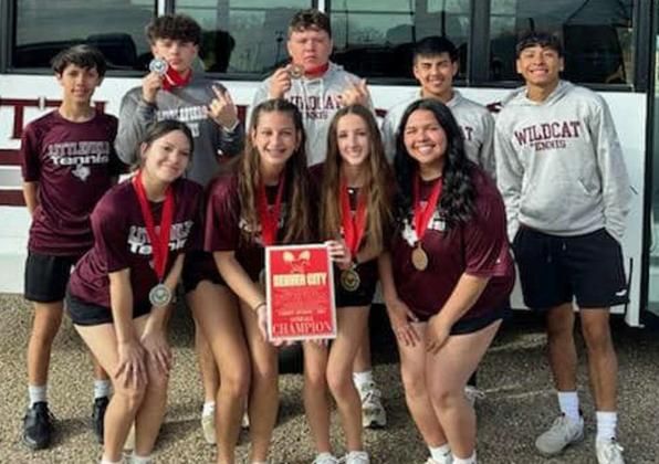The Littlefield varsity tennis team competed at Denver City on Friday where they won the overall team championship as well as three medals (one first place medal in girls doubles and second and third place in mixed doubles). Head Coach Matthew Arce stated that to his knowledge this is Littlefield's first ever overall team tournament championship. (Submitted Photo)