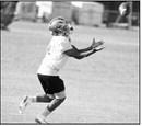Springlake-Earth’s wide receivers work on their routes and catching passes, during the first week of two-a-days this past week. (Staff Photo by Derek Lopez)