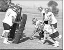 The Springlake-Earth Wolverines work on their offense, during the first week of two-a-days this past week. (Staff Photo by Derek Lopez)