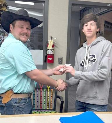 Sudan High School student Kooper Edwards receives the Ag Student of the Month award on April 1, 2025. Lamb County’s Texas Farm Bureau Insurance awarded Edwards this achievement. (Submitted Photo)