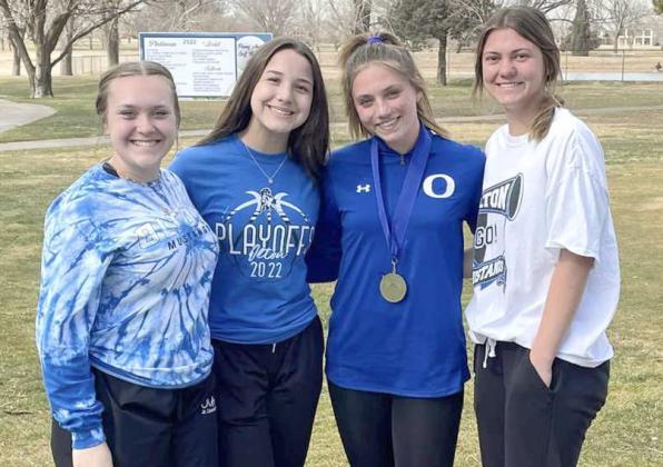 THE OLTON FILLIES’ varsity girl’s golf team competed at the Farwell Golf tournament this week, where Kylee Noack shot a 93 to finish first overall. (Submitted Photo)